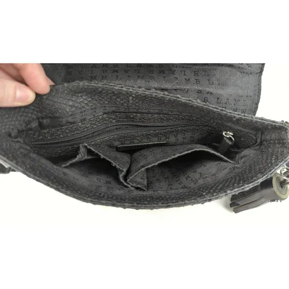 L.A.M.B By Gwen Stefani Black Leather Snake Print Crossbody Bag Voodoo Sash Saks - Picture 7 of 13